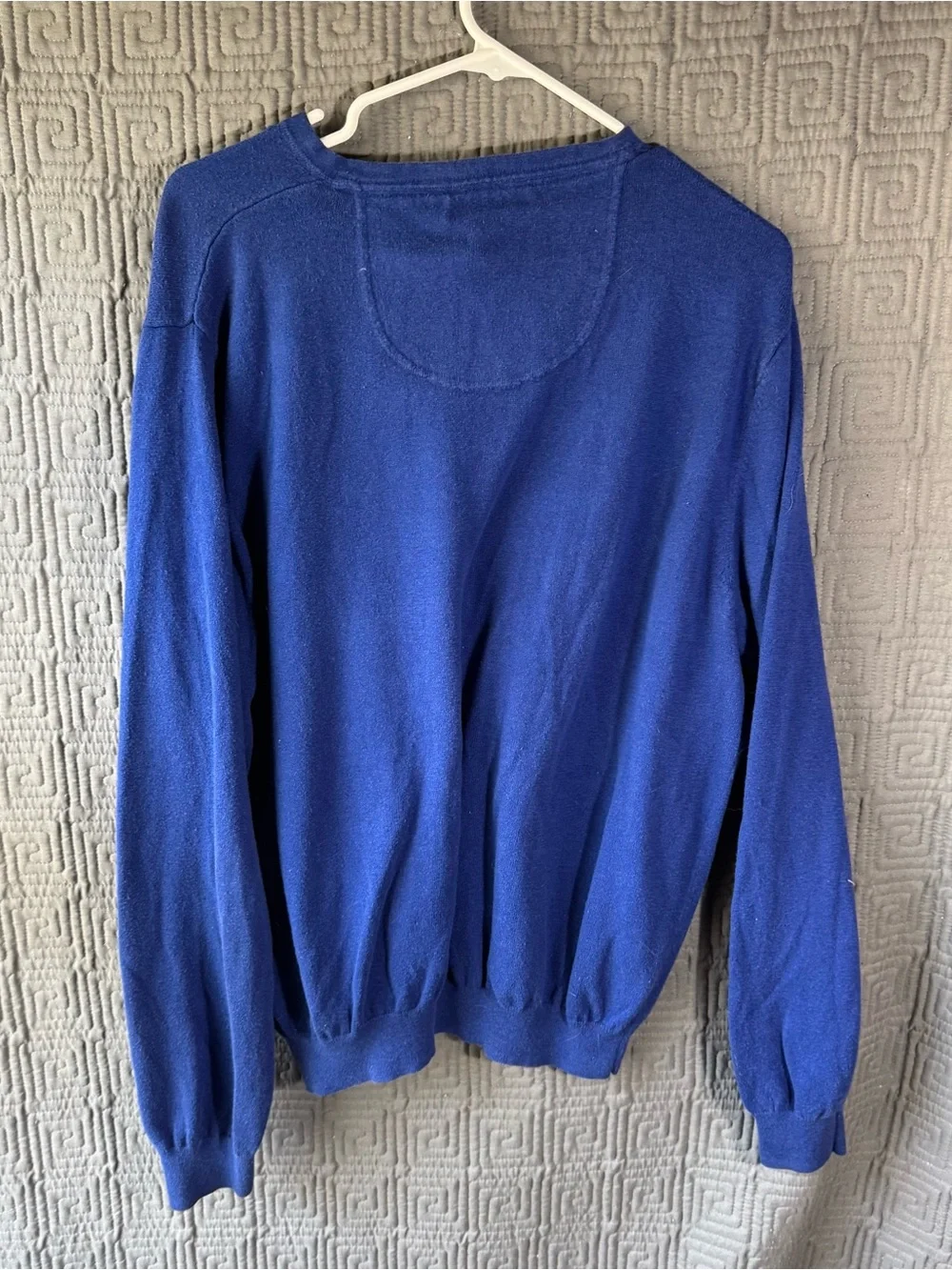 Foxcroft Mens XL Blue V Neck Sweater Cotton Cashmere Blend Lightweight Soft